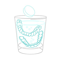 Orthodontic silicone trainer cleaning. Daily cleanser. Vector illustration © Double Brain