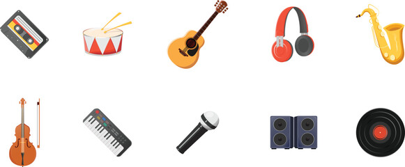 Music Instrument Music Tools Vector Set for Musical Event and World Music Day