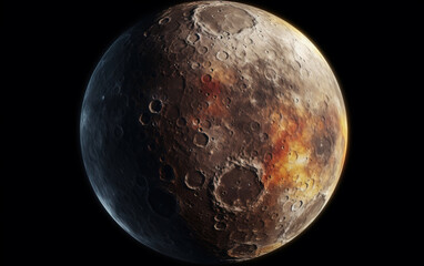 Moon with isolated background,created with generative ai tecnology.