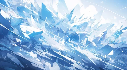 Tuinposter Anime Ice background,created with generative ai tecnology. © henvryfo