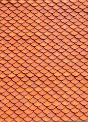 Tiles on the roofs of houses. Roof made of ceramic tiles close-up as a background. Roofing.
