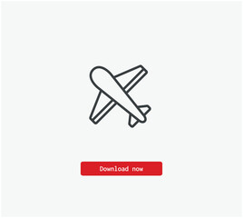 Plane vector icon. Symbol in Line Art Style for Design, Presentation, Website or Mobile Apps Elements, Logo.  Pixel vector graphics - Vector