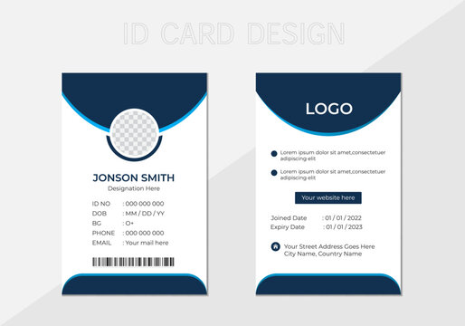 office staff identity card template design. Vector id card template. Simple realistic design. Corporate Id card design template.