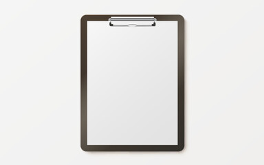 Clipboard communication, white sheet of paper in a clipboard, business paper. Vector illustration