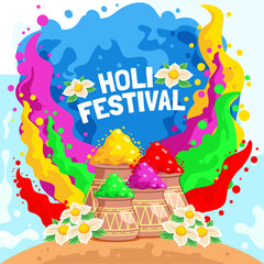 holi festival illustrations concept