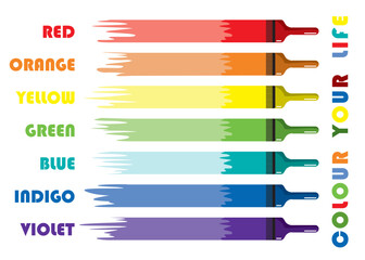 Rainbow colours and paint brushes.