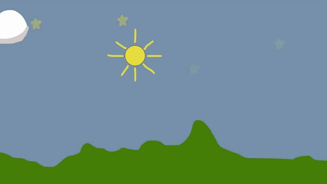 doodle sunrise animation in the morning
