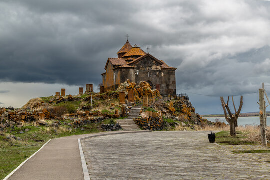 Hayravank Monastery on coast of Sevan Lake in Armenia