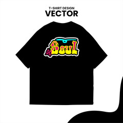 re-editable graffiti-style t-shirt design, isolated on a white background and mounted on a black t-shirt mockup