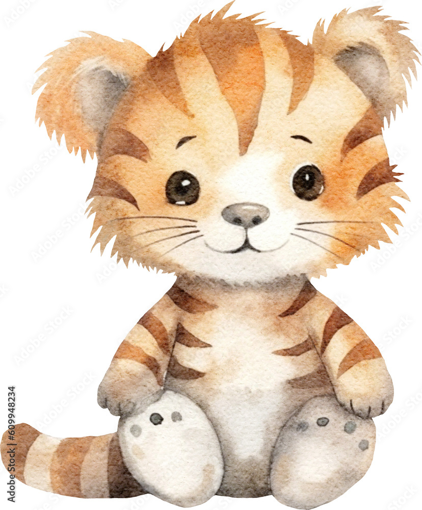 Poster tiger whimsical illustration created with generative ai technology