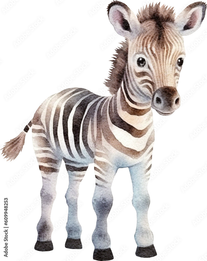 Aufkleber Zebra whimsical illustration created with Generative AI technology