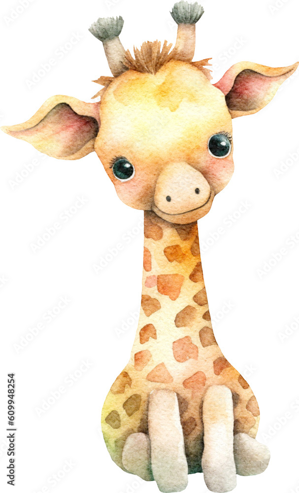 Poster giraffe whimsical illustration created with generative ai technology