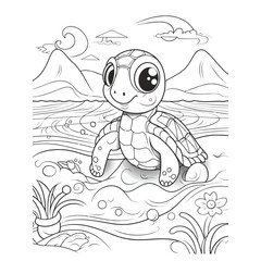 Beautiful Cute Turtle Coloring Pages