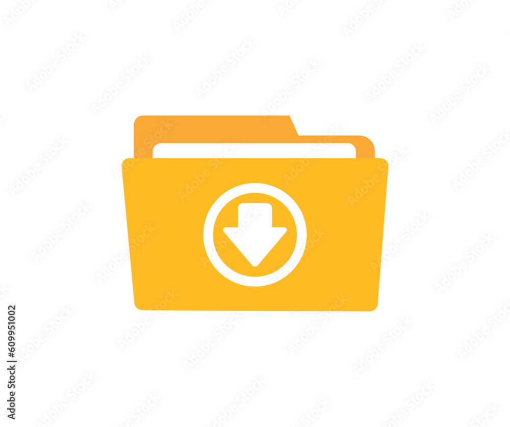 Poster folder flat icon sign, download folder. folder with documents. flat open folder icon set for paper d