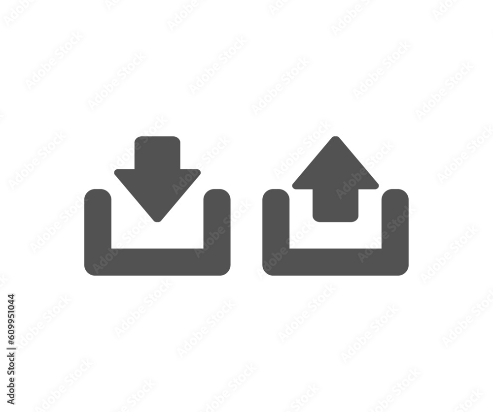 Aufkleber download and upload icons. button with arrow up and down icon design. set download icons vector desi