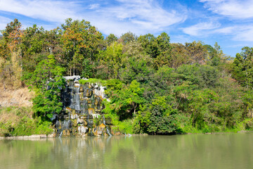 A waterfall and mountain Lake in Thailand.