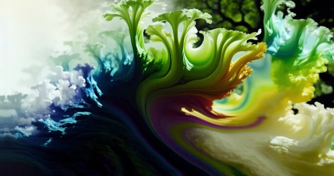 Redwood Tree Forest and Colorful Flowers Generative AI Animation
