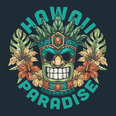 Hawaiian Tiki totem flyer colorful