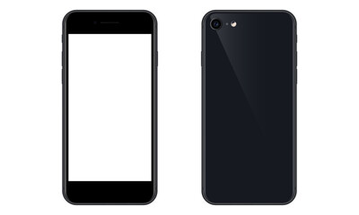Smartphone vector graphic. Front and back of a modern smartphone.