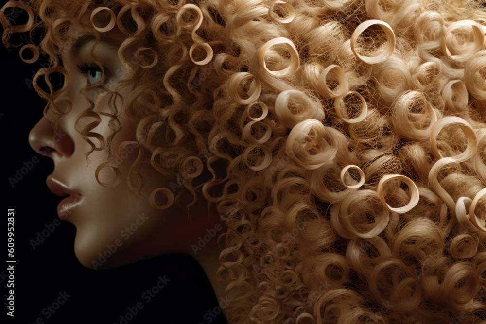 Poster captivating cranium a sunkissed dome hosting a cascade of flawless curls.. ai generation