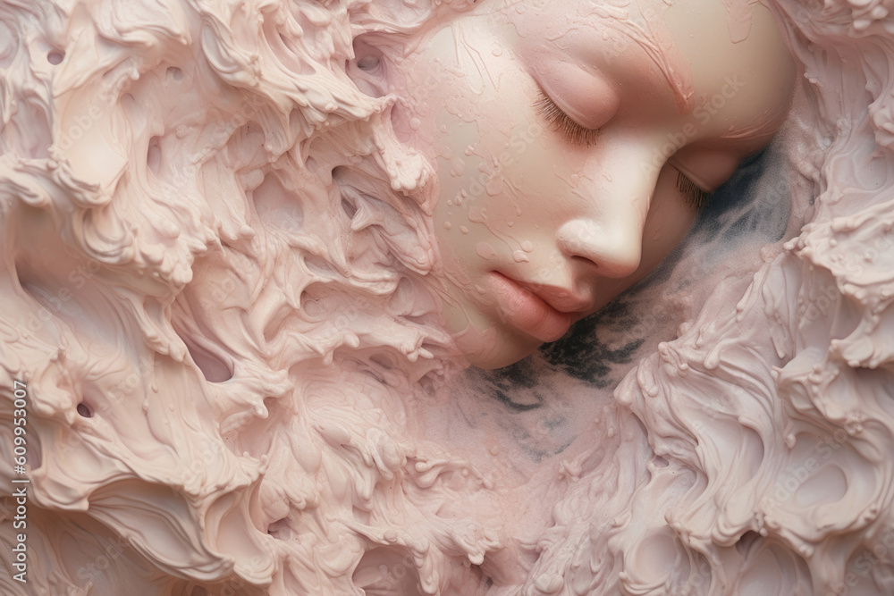 Poster a profound ocean of beige punctured by a pale pink throat and a stunning array of dark hairs.. ai ge