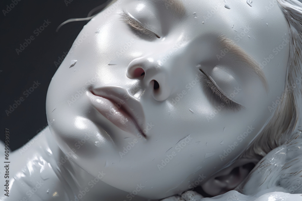 Poster gleaming complexion like a pristine waxed sculpture.. ai generation