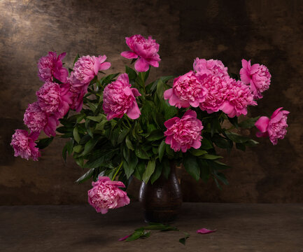 Beautiful bouquet of pink peonies