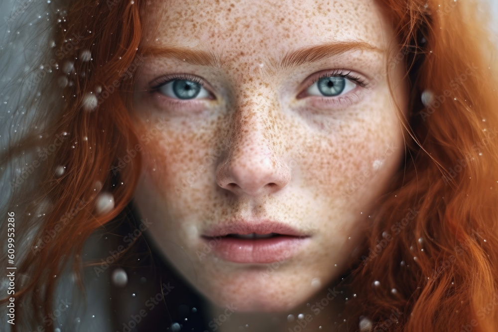 Poster mysterious freckles dotting skin an alluring landscape to explore.. ai generation