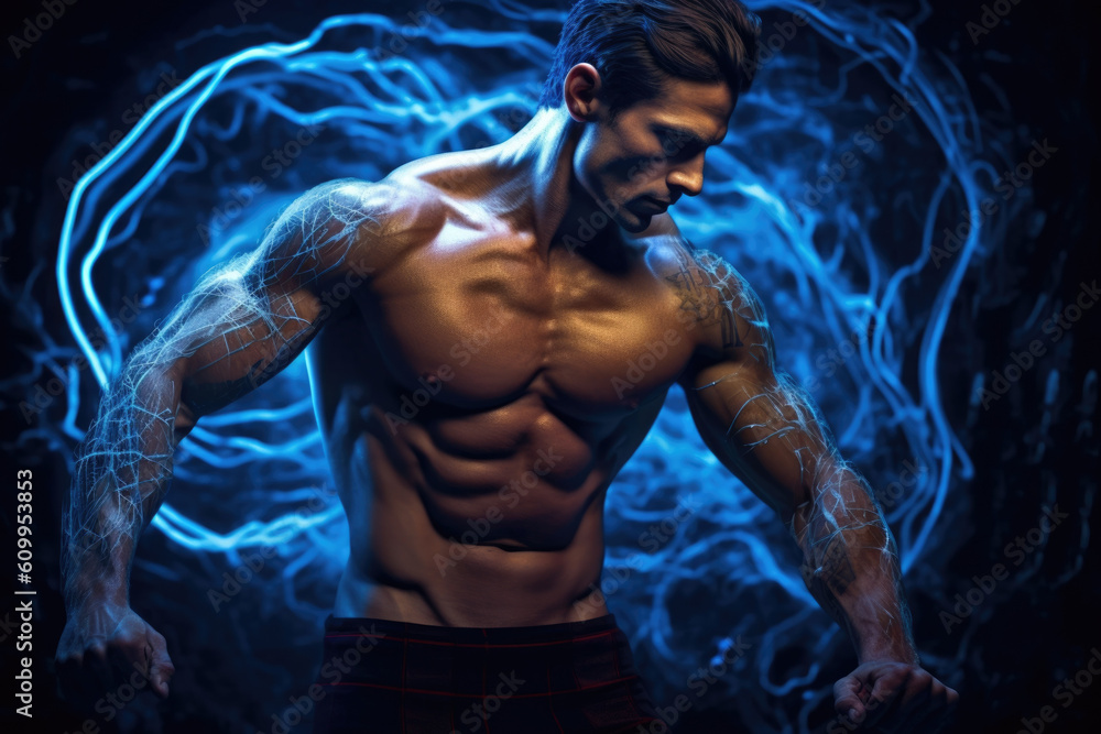 Poster vital veins pulse carrying oxygen to energize every straining sinew.. ai generation
