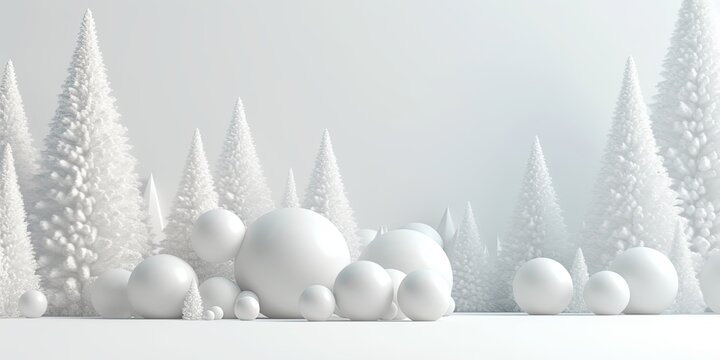Minimal product banner background for white Christmas and winter holiday