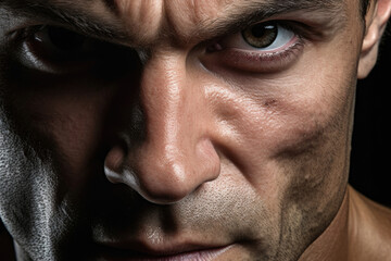 Obraz premium Masculine jaw set firmly in strength.. AI generation