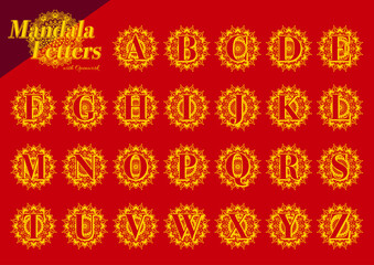 透かし彫り風の曼荼羅アルファベットセット