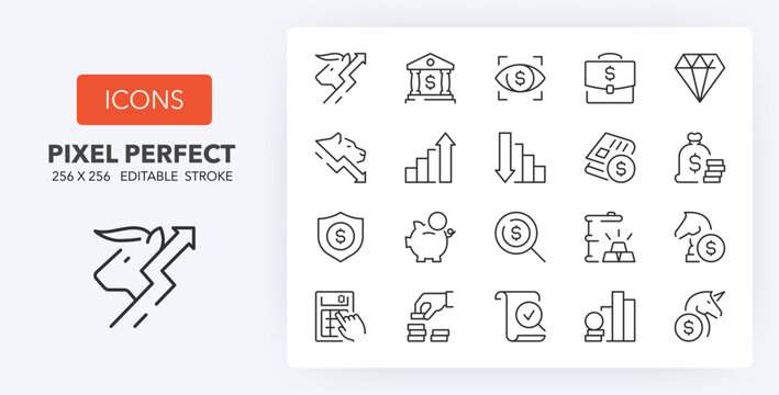 finance line icons 256 x 256