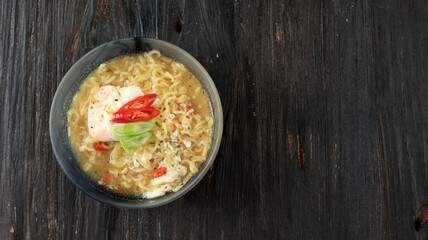 Instant Asian Ramen Noodle with Chilli and Spring Onion