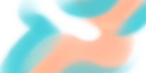 Futuristic abstract gradient background with grain texture. Turquoise blue, aqua, teal and light orange, pink rose, beige, nude pastel colors.