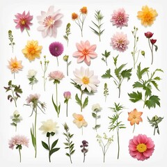 Realistic flower clipart template pattern, white background