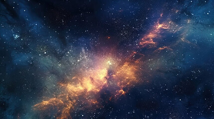 Fototapeta premium Deep space cosmos blowing away and turning into pointillism dust points with nebula on the background