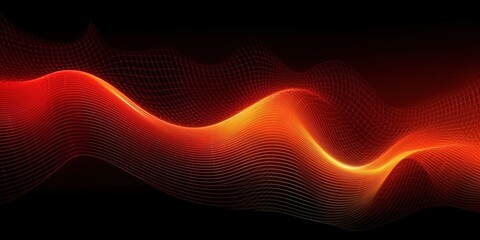 Red orange grainy gradient abstract color wave on black background, wide banner size, noise texture effect