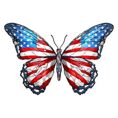 butterflies merged USA flag isolated on white background. © Design Musketeer