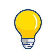 Bulb light idea icon vector illustration design graphic flat style yellow symbol