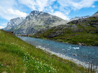 Fototapeta na wymiar Geirangerfjord. Geiranger in summer in Norway. View on mountain and ship.