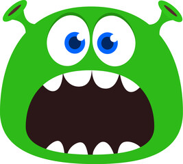 .Funny cartoon monster character. Illustration of cute and happy creature or alien. Halloween vector design isolated