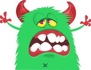 Fototapeta premium .Funny cartoon monster character. Illustration of cute and happy creature or alien. Halloween vector design isolated