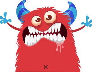 .Funny cartoon monster character. Illustration of cute and happy creature or alien. Halloween vector design isolated © drawkman