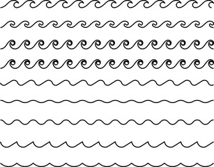 Seamless wave pattern set. Water waves.