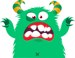Fototapeta premium .Funny cartoon monster character. Illustration of cute and happy creature or alien. Halloween vector design isolated