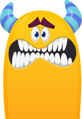 Obraz premium .Funny cartoon monster character. Illustration of cute and happy creature or alien. Halloween vector design isolated