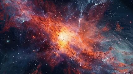 Obraz premium Deep space cosmos blowing away and turning into pointillism dust points with nebula on the background