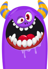 .Funny cartoon monster character. Illustration of cute and happy creature or alien. Halloween vector design isolated