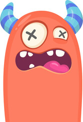 .Funny cartoon monster character. Illustration of cute and happy creature or alien. Halloween vector design isolated